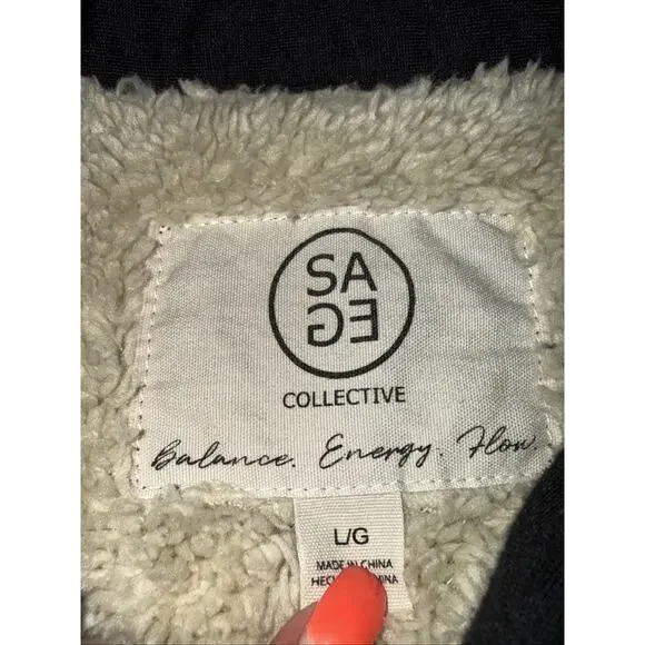 Womens SAGE Collective Shirt Jacket Plaid Fleece Sherpa Lined Shacket Sz Large - Picture 4 of 7
